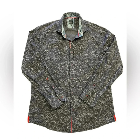 Daniel Hechter Blue Printed Long Sleeve Button Down Dress Shirts Size Large - Picture 6 of 10